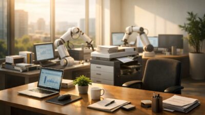 Professionelles Businessbild zum Thema KI macht sich selbst überflüssig