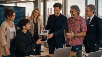 Ein IT-Mitarbeiter erhält den KI-Roman KI macht das schon als Geschenk
