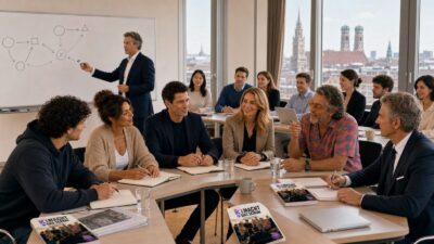 Studierende diskutieren einen KI-Roman als Fallgeschichte in einem Seminar