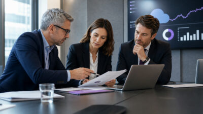 Professionelle Business-Szene zum Thema „C5-Bericht und Cloud-Vertrag abgleichen: Widersprüche systematisch finden“