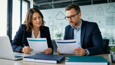 Professionelle Business-Szene zum Thema „Cloud-Anbieter nach BSI prüfen: Diese fünf Dokumente gehören in die Anbieterakte“