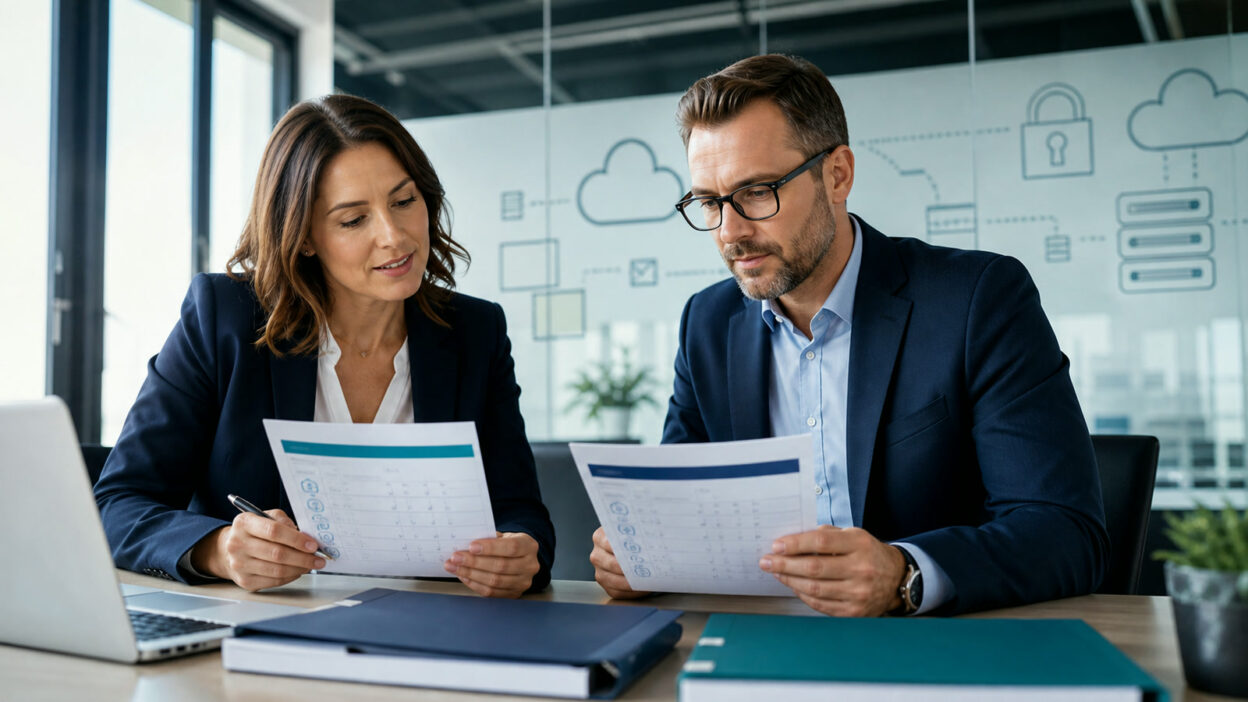 Professionelle Business-Szene zum Thema „BSI-Anforderungen in Cloud-Ausschreibungen richtig formulieren“