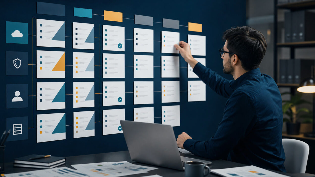 Professionelle Business-Szene zum Thema „Cloud-Unterlagen automatisch prüfen: Von fünf PDFs zur priorisierten To-do-Liste“