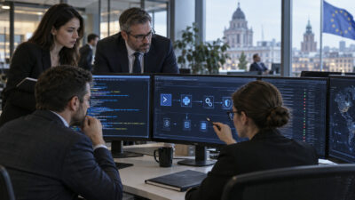 Business-Szene zu PowerShell Python Skripte Banken prüfen in einer sicheren Organisation