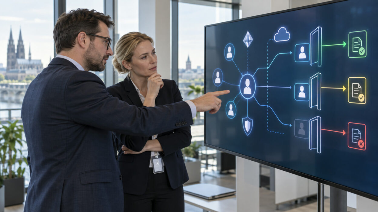 Business-Szene zu Active Directory SAML Bank Makros mit sicherer Prüfung digitaler Automationen