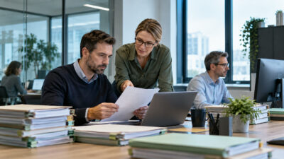 Business-Szene zu Auditfragen Makroprozess und sicherer Prüfung von Office-Makros