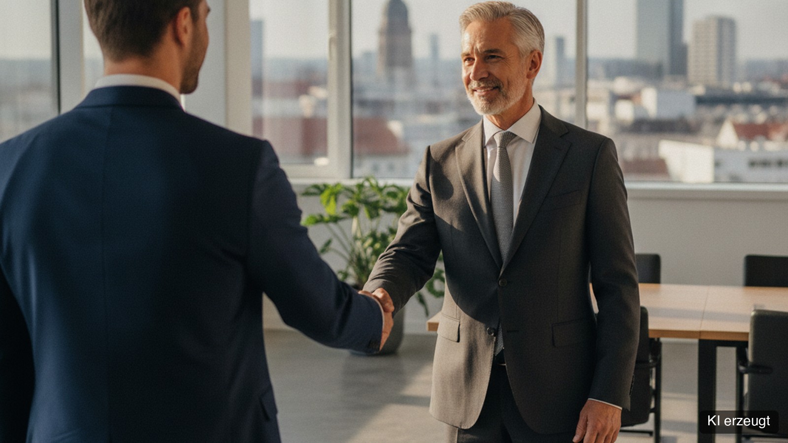 Symbolbild: Handschlag zwischen zwei Geschäftsleuten als Sinnbild fuer das Partnernetzwerk von CITY IMMOBILIENMAKLER